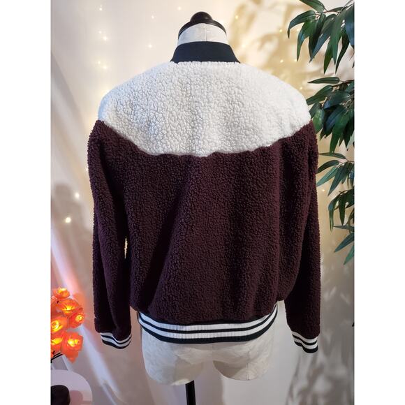 Nike Bomber Wolf Sherpa Teddy Bear Full Zip Bomber Jacket Womens Size M Purple - Picture 5 of 13